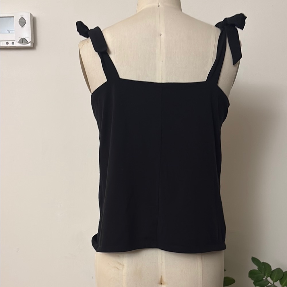 J. Crew Factory Black Fitted Tie Front Tank Top - Picture 4 of 6